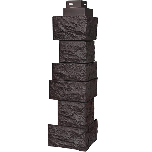 Цокольный сайдинг FineBer – Серия “Дикий камень”, Угол наружный, Коричневый купить в Рыбинске