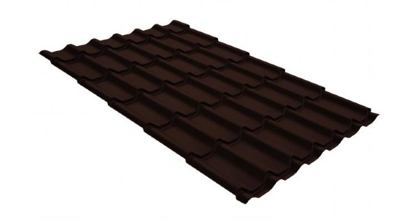 Металлочерепица классик GL 0,5 GreenCoat Pural RR 887 шоколадно-коричневый (RAL 8017 шоколад) купить в Рыбинске