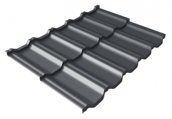 Металлочерепица модульная Квинта Uno Grand Line c 3D резом 0,5 Satin Мatt RAL 7024 мокрый асфальт купить в Рыбинске