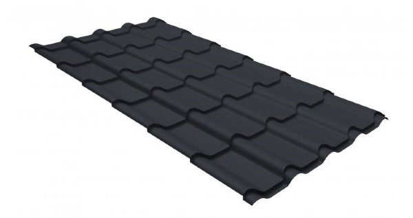 Металлочерепица камея GL 0,5 GreenCoat Pural matt RR 23 темно-серый (RAL 7024 мокрый асфальт) купить в Рыбинске