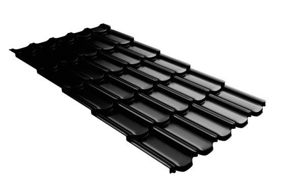 Металлочерепица квинта плюс с 3D резом 0,5 GreenСoat Pural Matt RR 33 черный (RAL 9005 черный) купить в Рыбинске