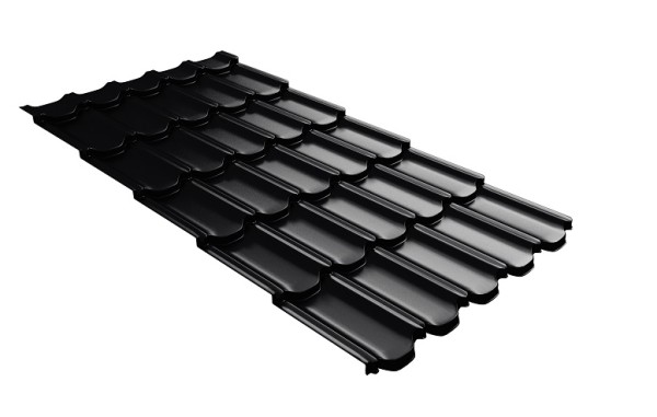 Металлочерепица квинта плюс с 3D резом 0,5 Satin Мatt RAL 9005 черный купить в Рыбинске