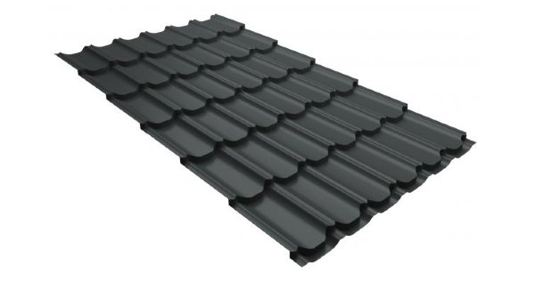 Металлочерепица квинта плюс 0,5 GreenCoat Pural RR 23 темно-серый (RAL 7024 мокрый асфальт) купить в Рыбинске
